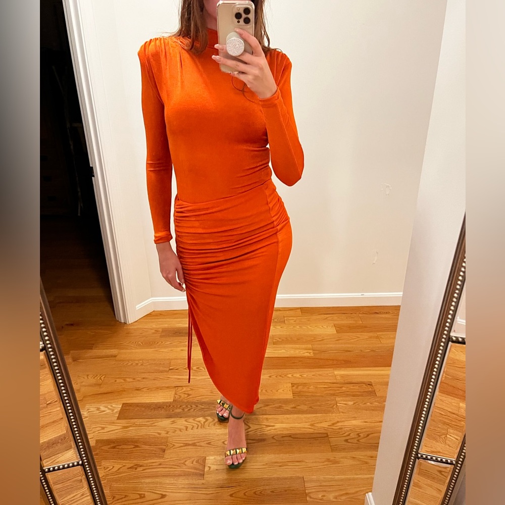 ORANGE KENZIA HIGH NECK BODYSUIT - Picture 4 of 7